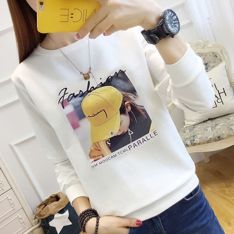 Autumn women's hoodie Korean style thin student jacket women's loose slim-fit long-sleeve base layer