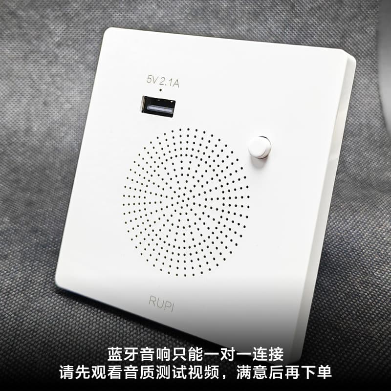 86 Type Recessed Bluetooth Speaker Smart Wall-Mounted Wireless Audio Control Panel for Home Living Room with USB Playback