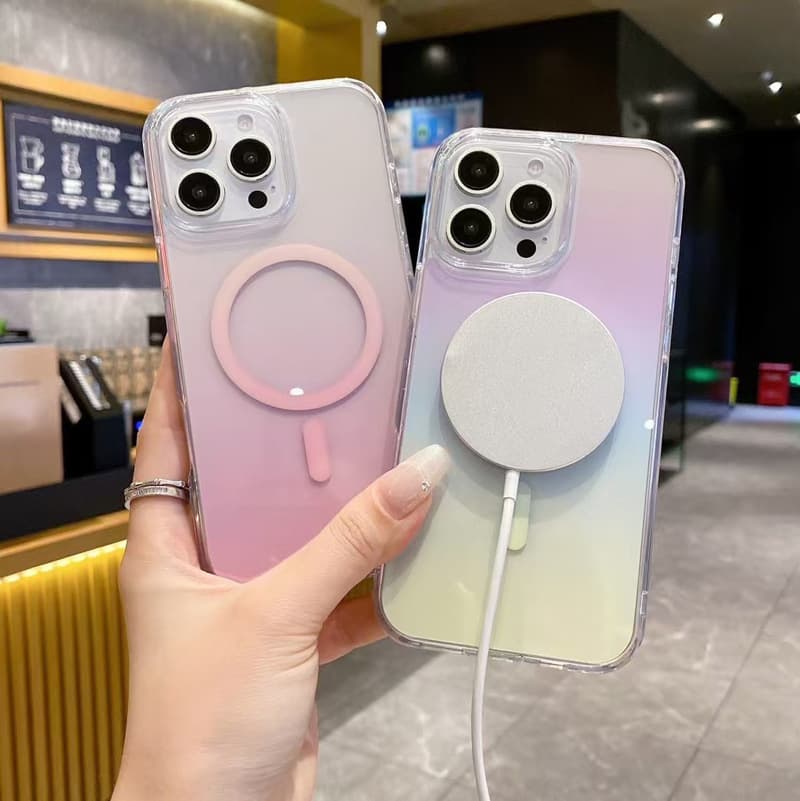 Dopamine Compatible Apple 16 Pro Max Colorful Gradient Magnetic Phone Case iPhone16 High Transparency Fashionable Drop Protection