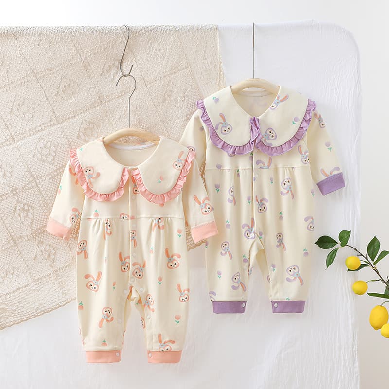 Baby Cotton Romper Spring Autumn Long Sleeve Seamless Newborn Bodysuit Cute Outfit for Girls