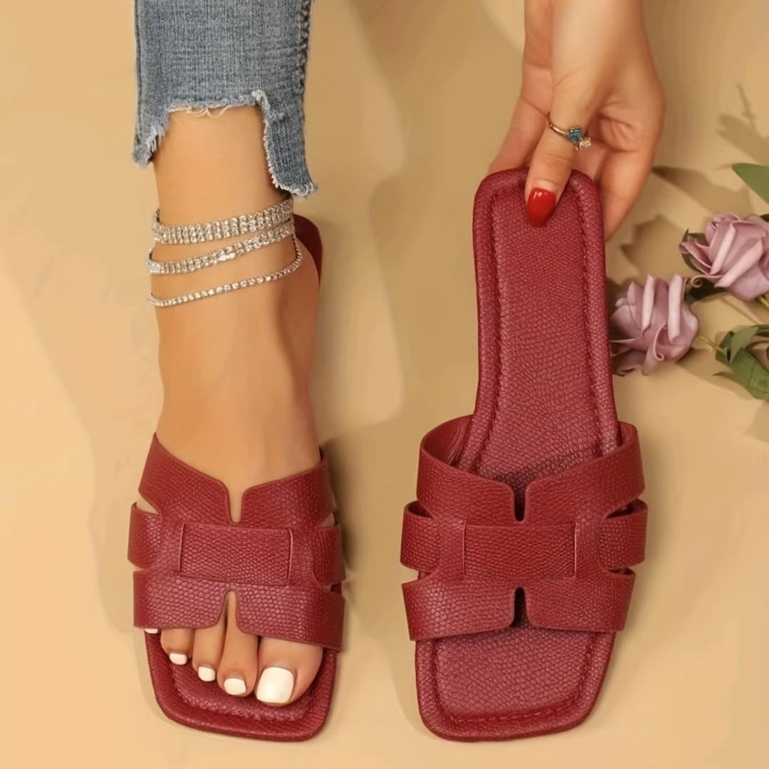 Spring new foreign trade women's shoes flat square toe leather splicing slippers for women cross-border women's sandals