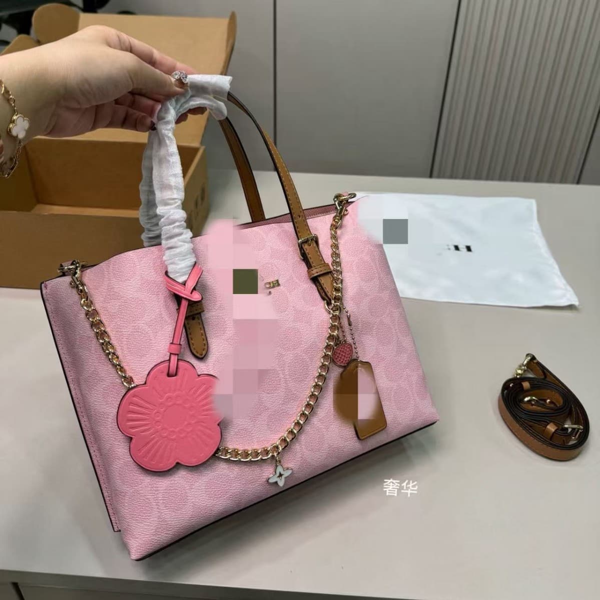 New Coach Women's Bag C Logo Mollie 25 Canvas Tote Bag Handheld Shopping Bag Shoulder Crossbody Bag