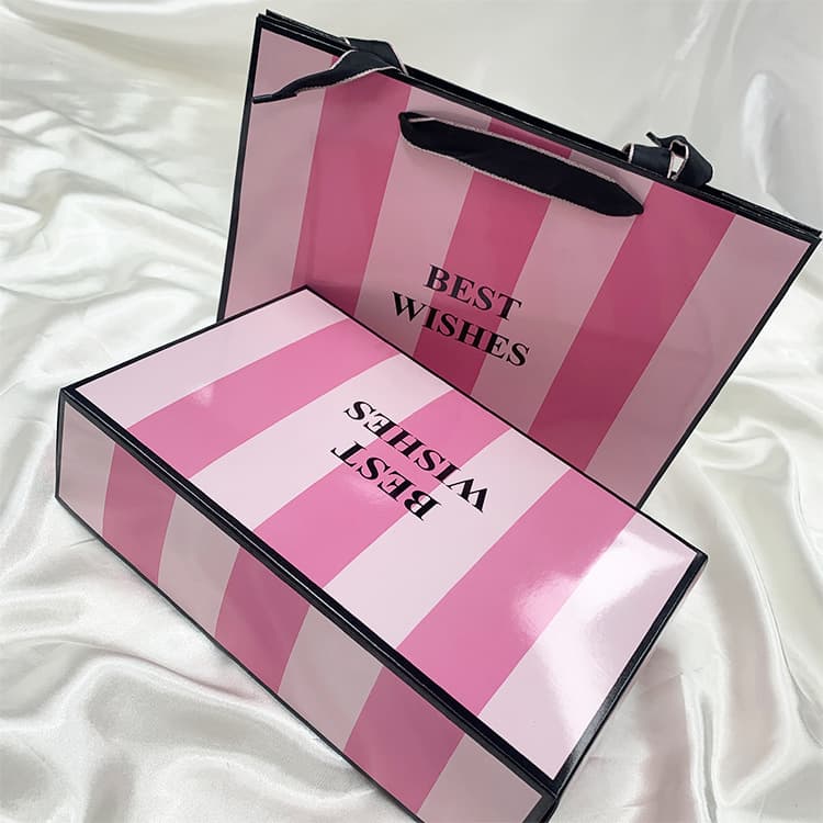 High-end Pink Gift Box Handbag for Lingerie Bra Gift Packaging Box Handbag, Stock Available for Wholesale