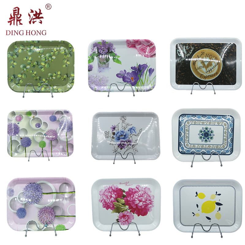 Wholesale Melamine Imitation Porcelain Rectangular Trays, Thickened Household Tea Cup and Pitcher Storage Plates, Commercial Display Trays