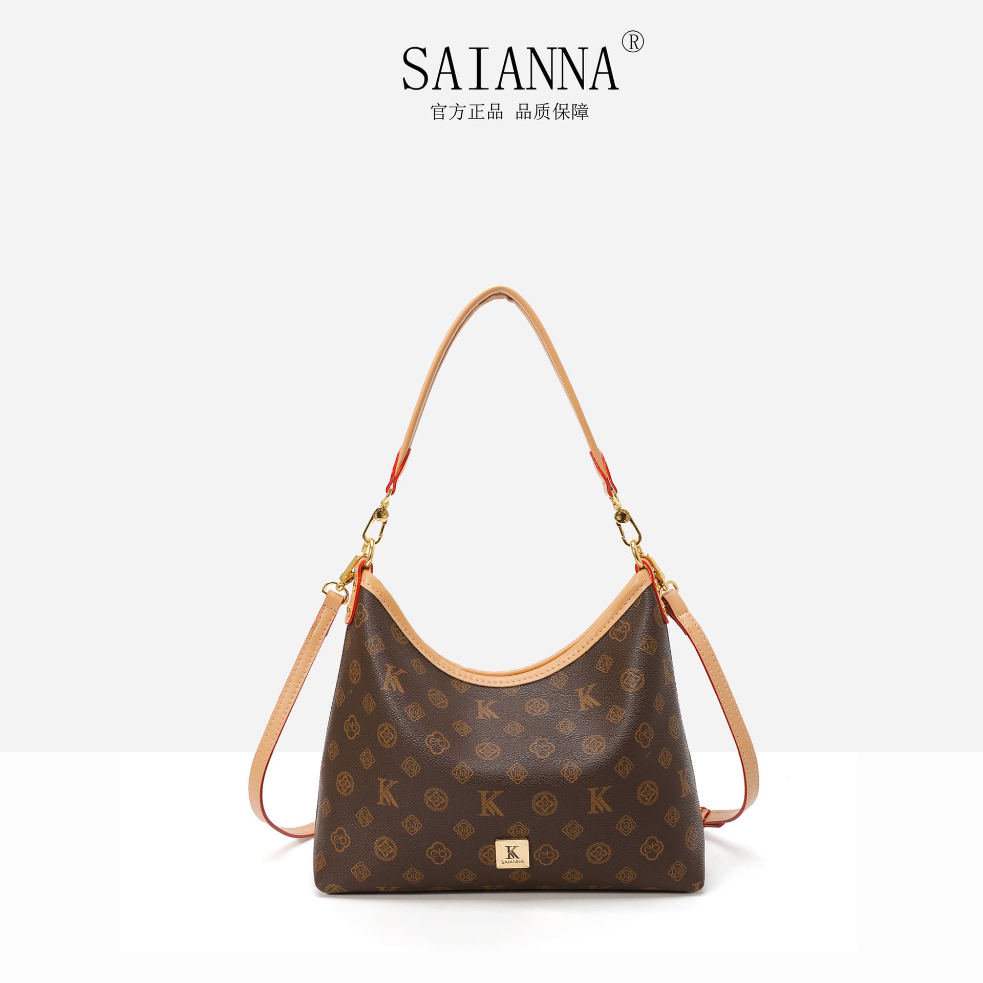 Sai Anna Kou New Vintage Floral High-End Light Luxury Women's Handbag, Fashionable Shoulder Crossbody Tote Bag