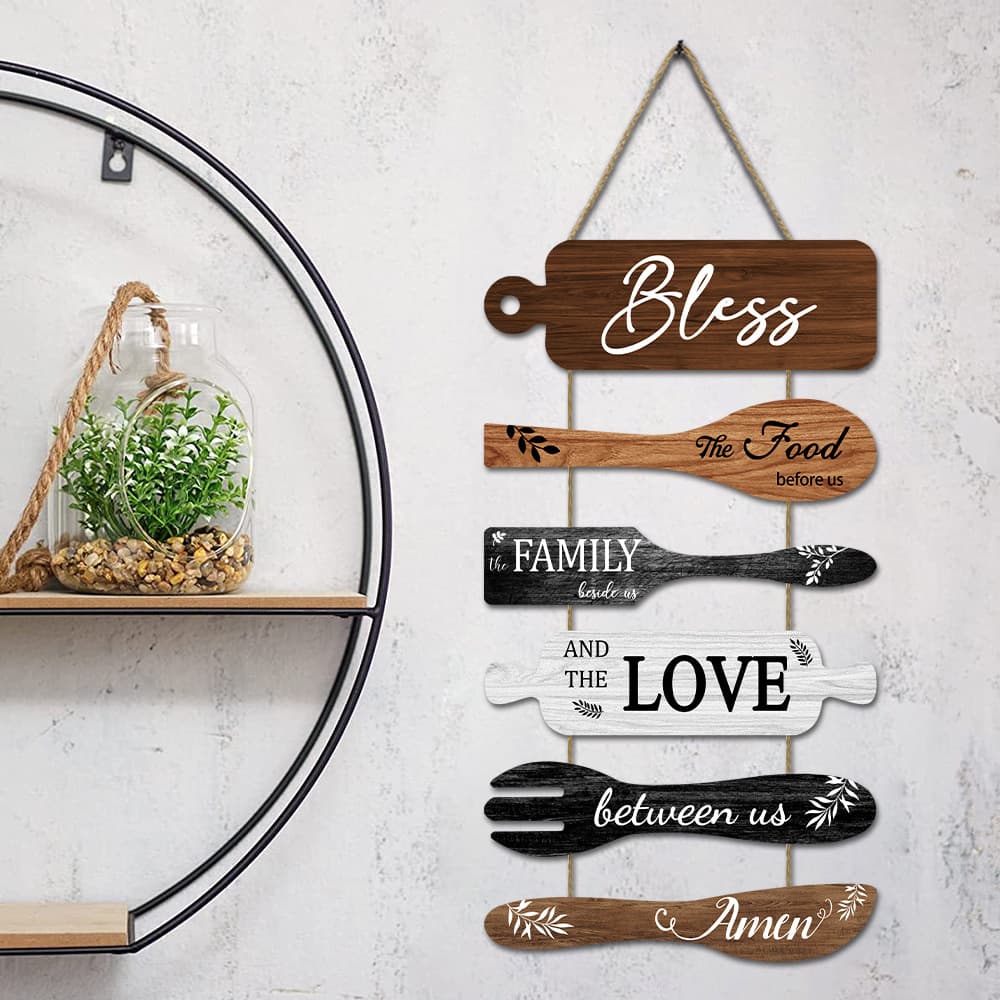 Wall Hanging Kitchen Decor BLESS Wooden Sign Home Restaurant Sign Kitchen Wall Art