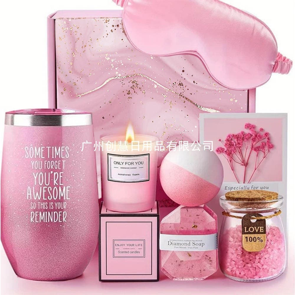 Cross-border Best-selling Aromatherapy Candle Bath Salt Lavender Bath Set Gift Set with Mug for Christmas Mother's Day