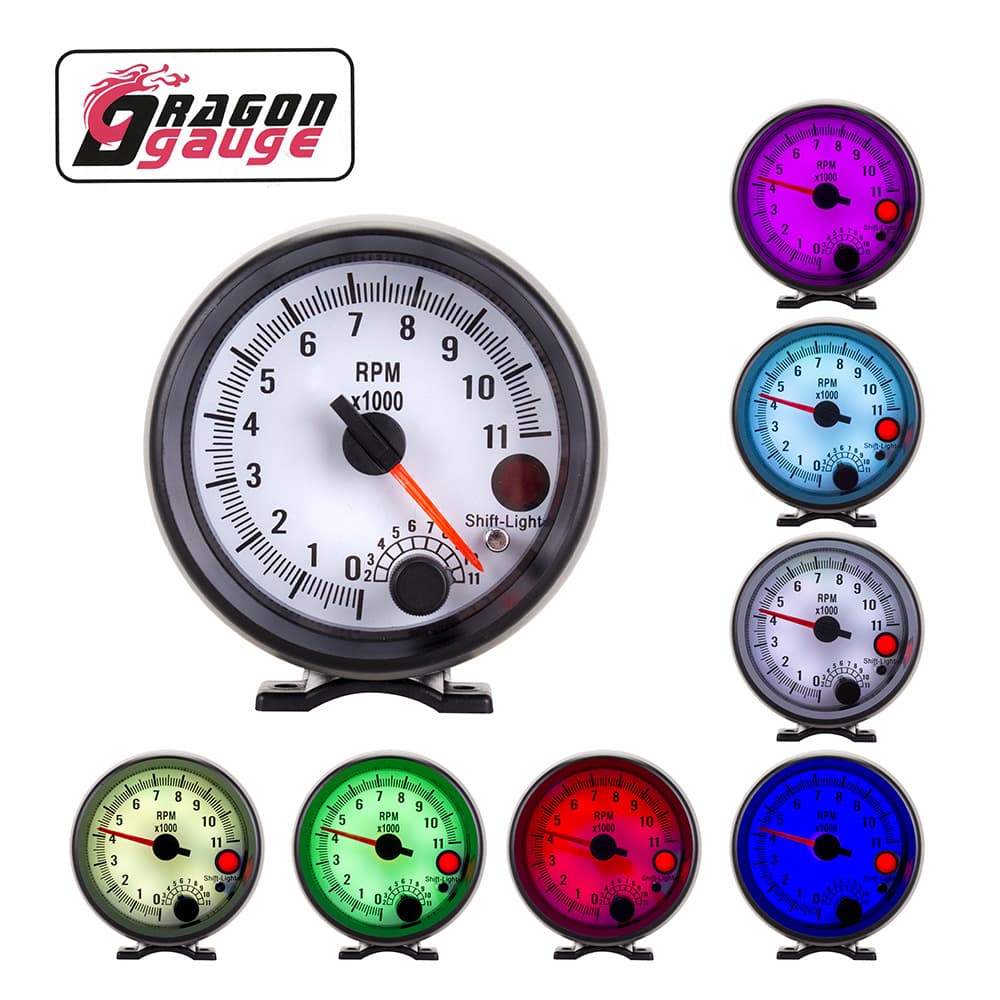 Car modification meter, 3.75-inch 12V car modification tachometer, seven-color backlight racing meter.