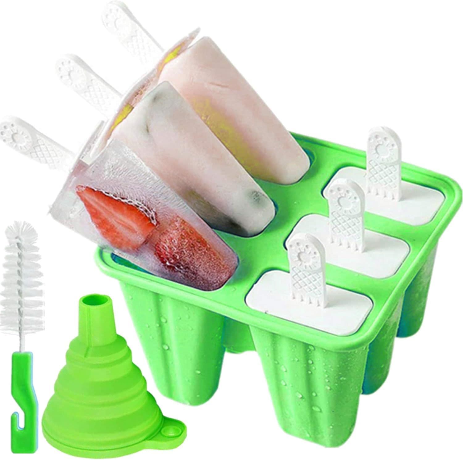 Cross-Border Hot Selling DIY Ice Cream Silicone Mold Silicone Ice Cube Tray Popsicle Mold 4-Cavity / 6-Cavity Wholesale