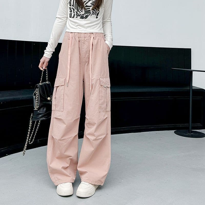 Girls' Summer Cargo Pants 2024 New Style Children's Summer Casual Pants Thin Straight-Leg Pants for Girls Summer