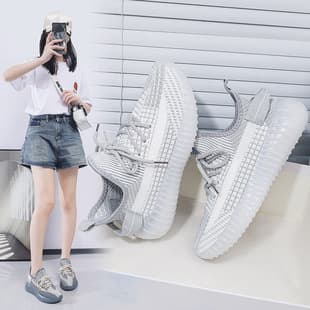 New Summer 350 Women's Shoes, Yeezy Style Women's Couple Sports Shoes, Flyknit Mesh Breathable Versatile Casual Shoes