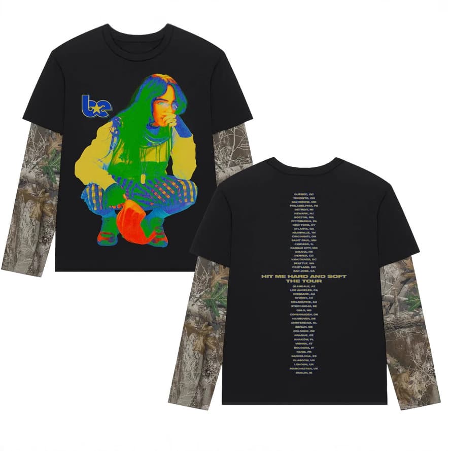 Hit Me Hard and Soft Camo Two-Layer Billie Eilish Camo T-Shirt