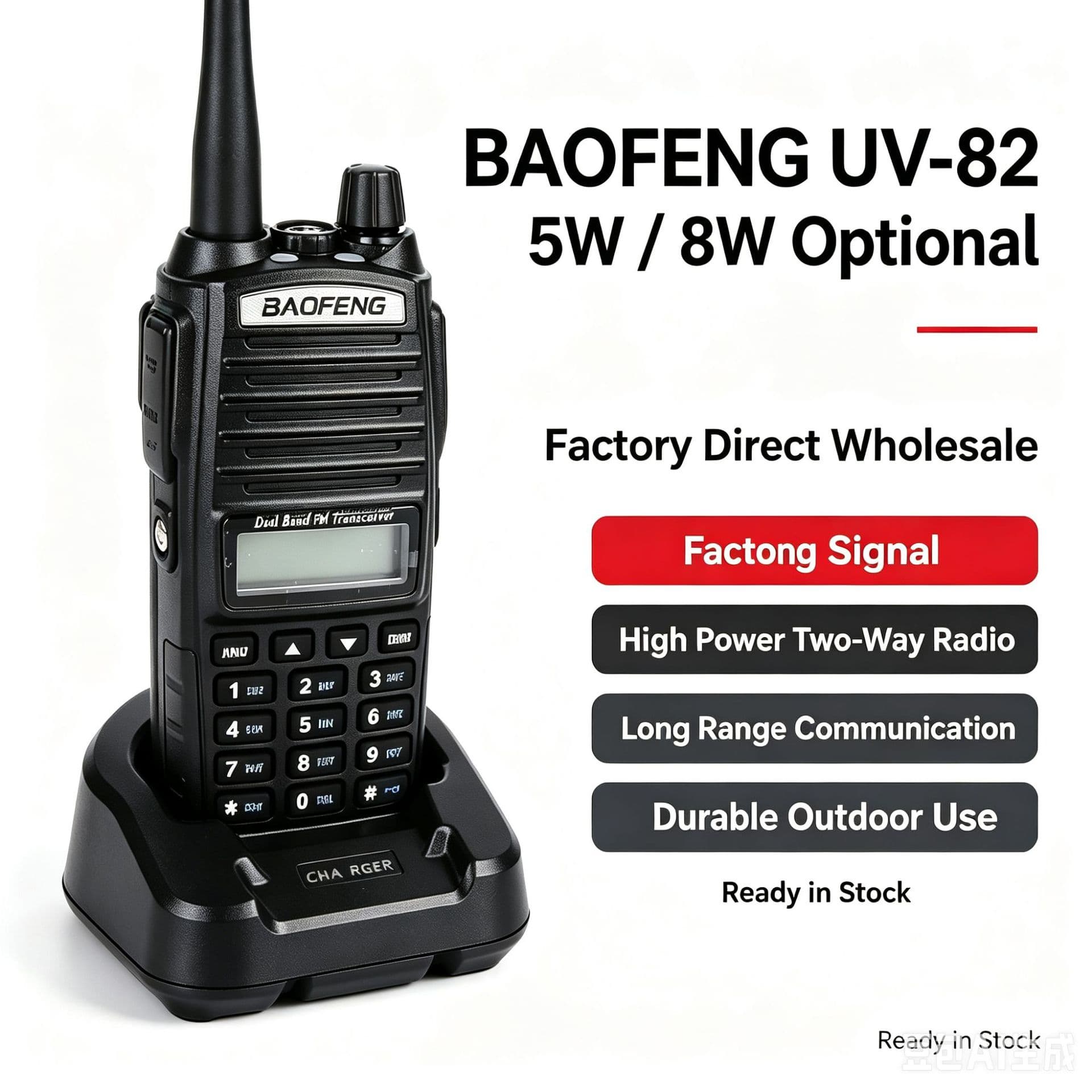 Baofeng UV82 Dual Band Walkie Talkie High Power Outdoor Self-driving Baofeng Cross-border Trade English Source Supply