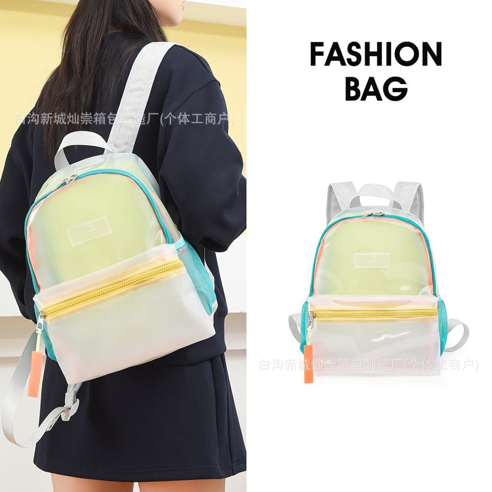 Transparent Jelly Backpack for Kindergarten Kids, Lightweight Small Backpack, Trendy Children's Fashion Contrast Color Double-Shoulder Bag Wholesale