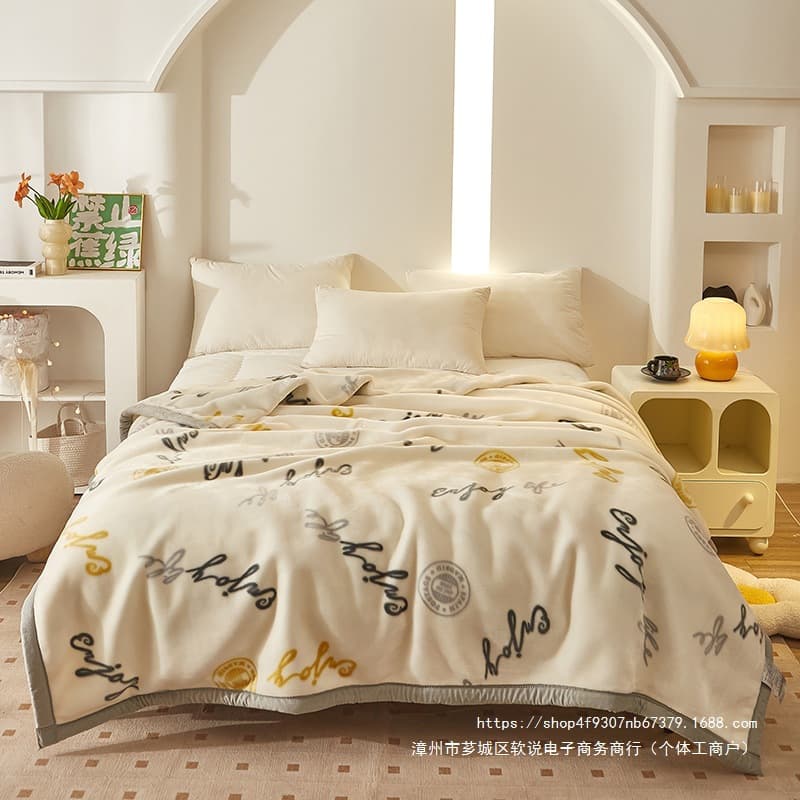 2025 New (Upgraded Version) Raschel Blanket Student Blanket Dormitory Wedding Thickened Double-Layer Blanket Fleece Cover