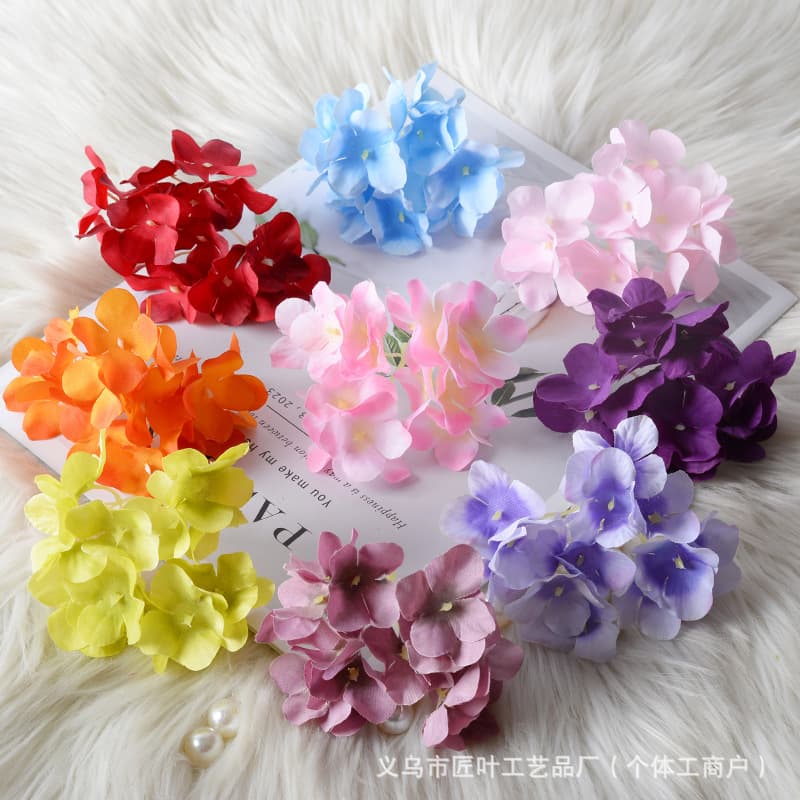 DIY Hydrangea Flower Head Petals Artificial Silk Flowers for Wedding Home Decoration Photography Props