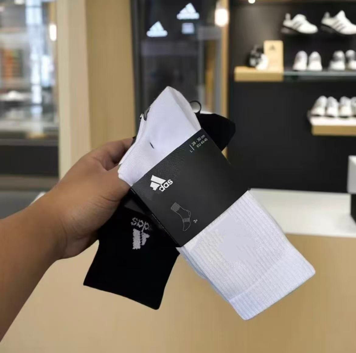 Adidas 3-Pack Classic Black and White Sports Socks, Long Running Socks, Mid-Calf Casual Breathable Basketball Socks, Moisture-Wicking