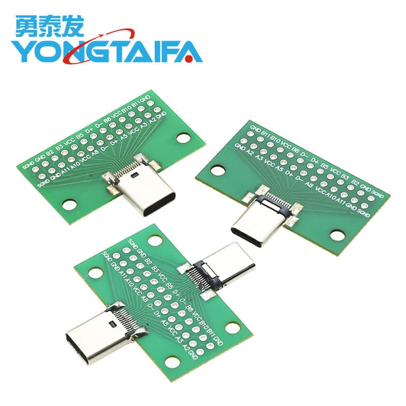 TYPE-C Female Test Board, USB 3.1 with PCB 24P Connector Module Adapter Board, Current Conduction