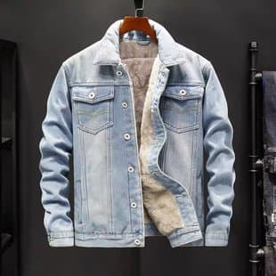 Winter Fleece Lined Thick Denim Jacket for Men, Korean Trendy Casual Loose Plus Size Warm Workwear Jacket