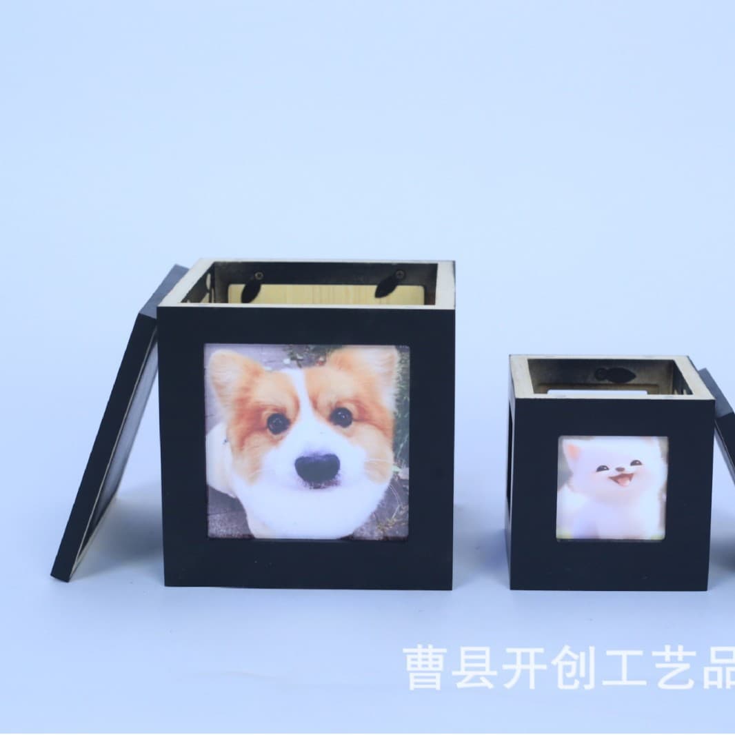 Cross-Border Pet Urn, Commemorative Pet Coffin, Pet Wooden Coffin with Photo Frame, Burial Supplies for Cats and Dogs