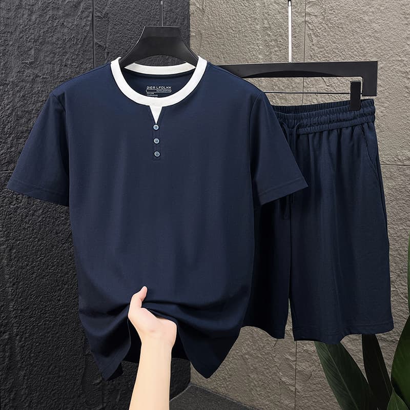 Summer men's suit, high-end, thin, short-sleeved, sweat-absorbent, breathable, quick-drying cotton and linen men's casual suit