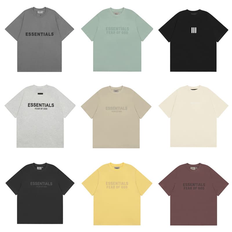 FOG ESSENTIALS 3D Silicone Letter Print American Style Short Sleeve Summer Couple T-Shirt Men's Half Sleeve Streetwear Brand