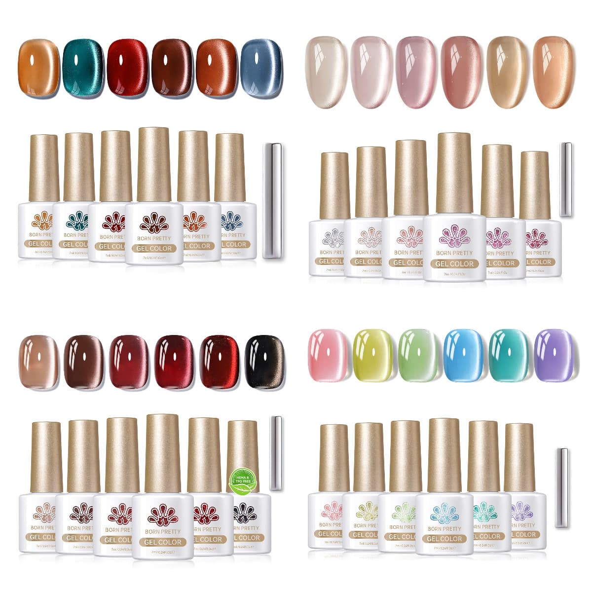 BORN PRETTY Amazon's hot-selling nail polish gel, cross-border hot selling nail polish ice transparent nude color phototherapy gel 6PCS