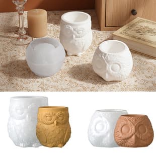Fangege New Cross-Border Owl Candle Cup Mold DIY Cement Plaster Owl Vase Silicone Mold