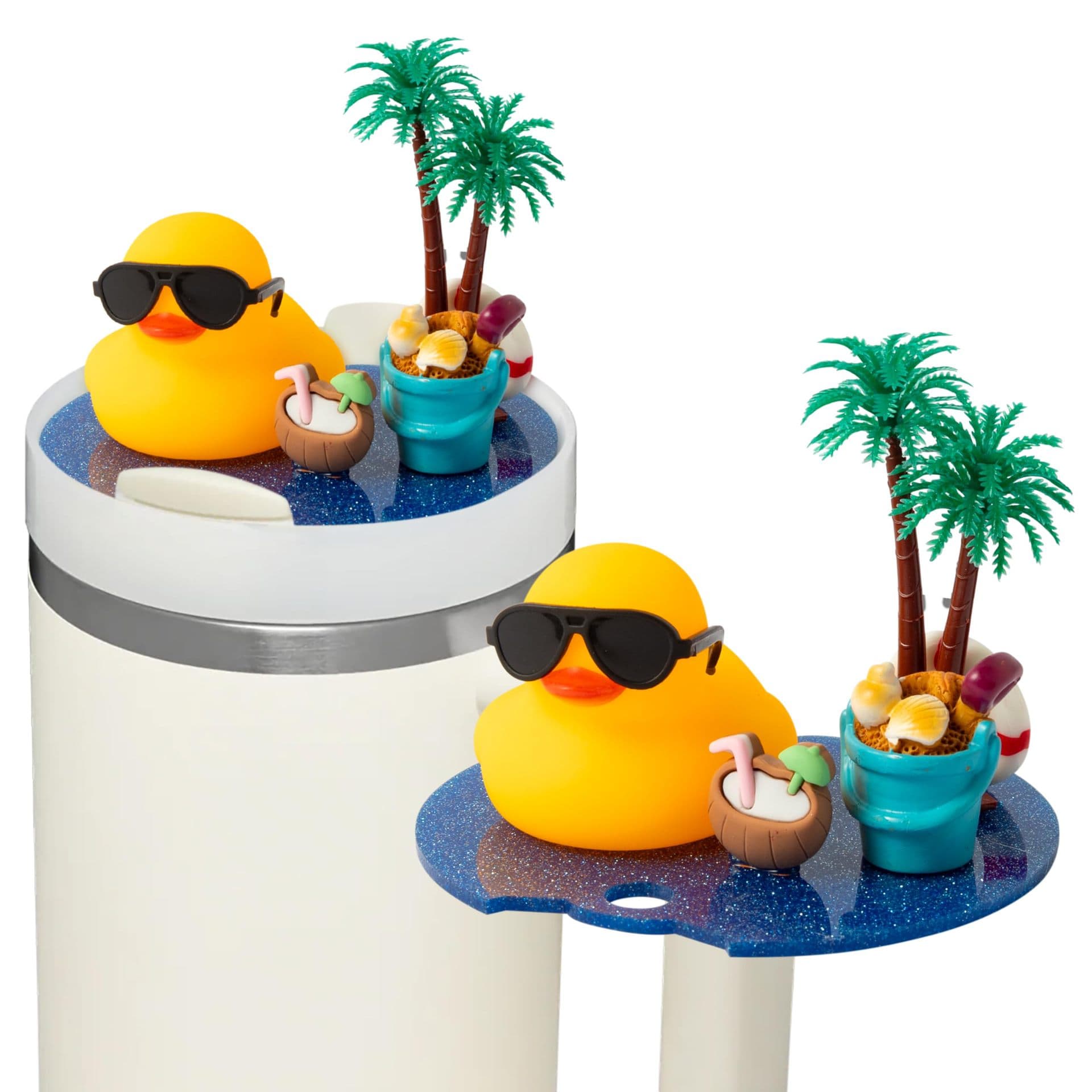 Cross-border Creative Sunglasses 3D Cool Duck DIY Straw Fixing Decoration Accessories Acrylic Cup Lid Summer Ins Style