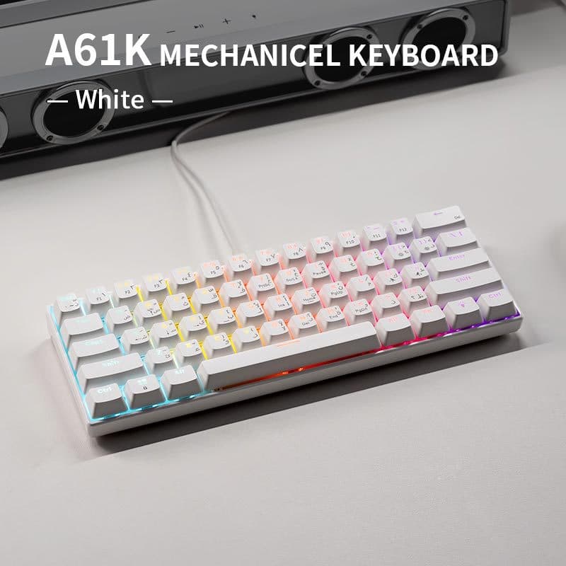 A61K RGB Mechanical Keyboard Wired Boat Shell Structure Gaming Esports Office Computer Compact 61-Key Layout
