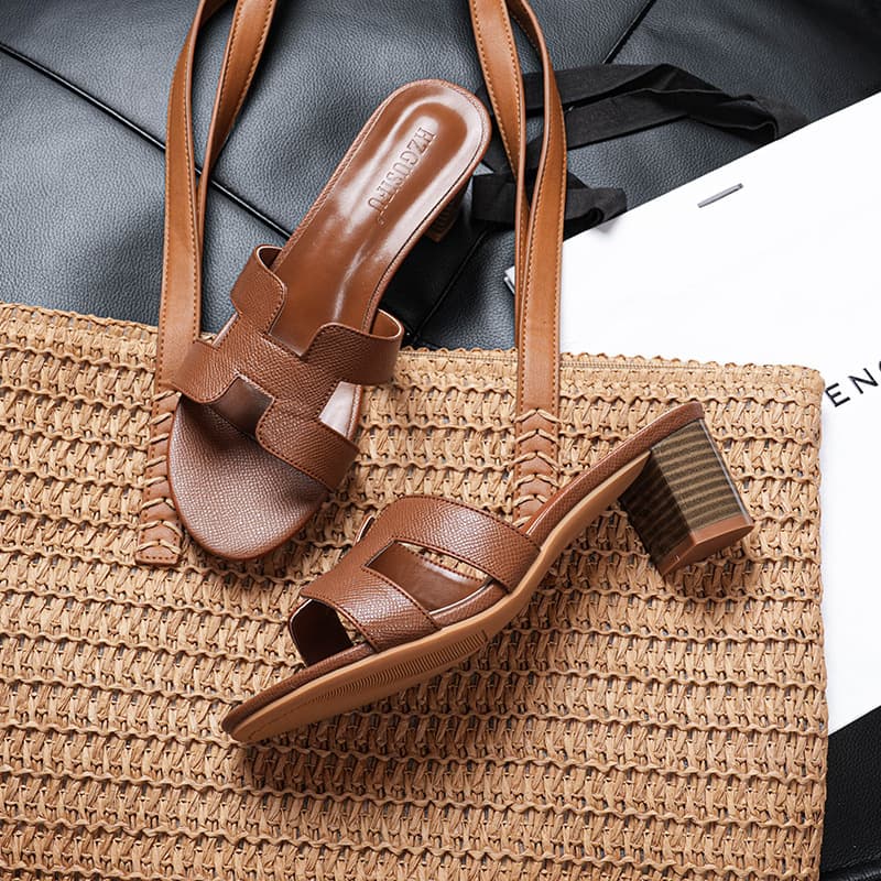 Women's High Heel Slides Chunky Heel Sandals 2026 New Fashion 5cm Versatile One-Strap Slippers Comfortable to Wear