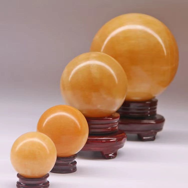 Natural Yellow Jade Feng Shui Ball Ornament, Yellow Crystal Ball for Attracting Wealth and Career Success, New Chinese Style for Living Room, Kitchen, and Entryway