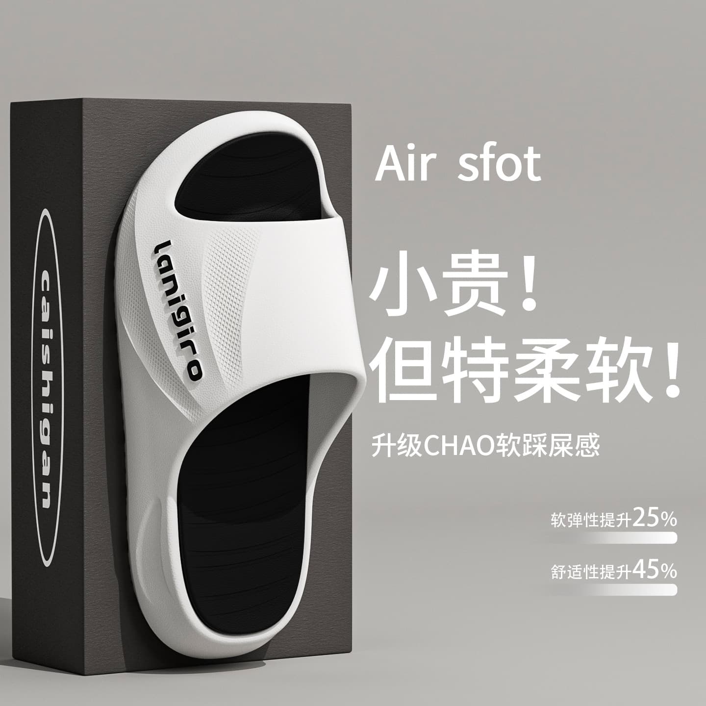ECAC Anti-Slip Silent Slippers Men's 2026 New Indoor Home Soft Sole Non-Odor Trendy Cloud-Like Sandals