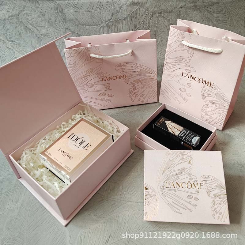 Lan Jia New Butterfly Kiss Pink 196 Lipstick Empty Box Gift Bag Perfume Packaging Box Shopping Bag Beauty Gift for Personal Use