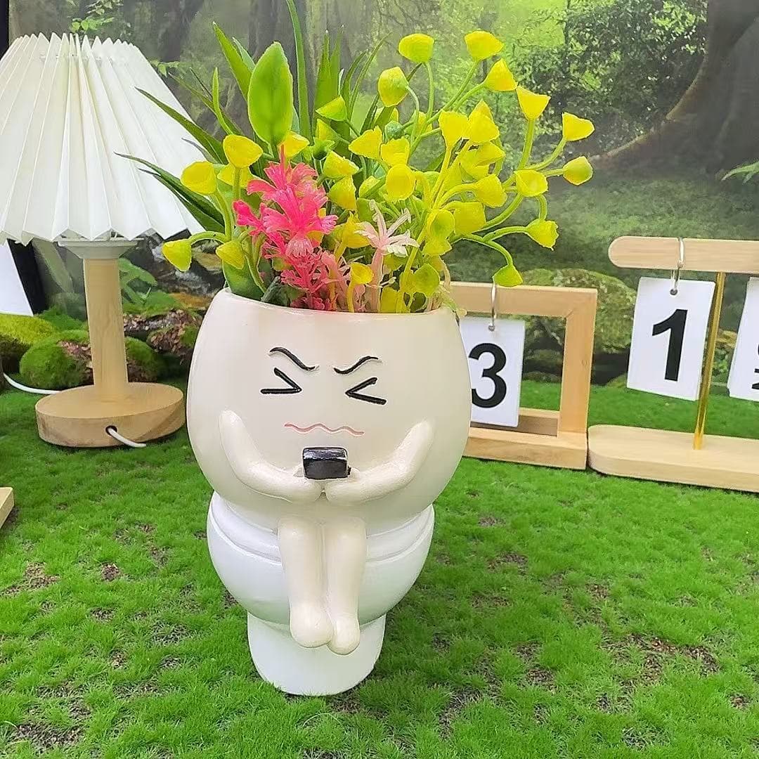 Frog Expression Resin Craft Creative Quirky Frog Succulent Home Office Flower Pot Ornament Cross-border Dropshipping