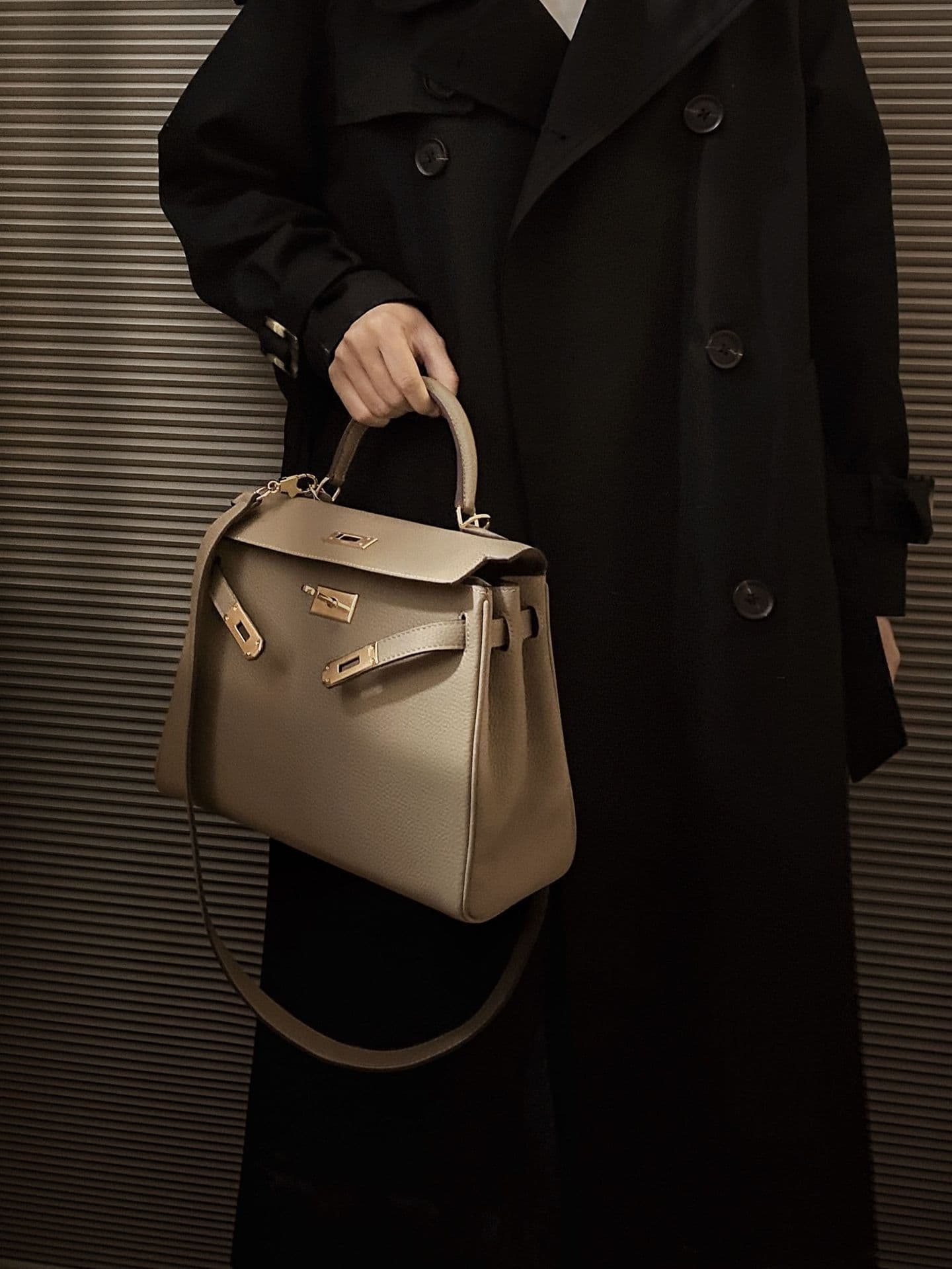 Top-Grain Togo Leather Lychee-Texture Wide Strap Soft Kelly Bag for Women, Premium Handbag, Shoulder Bag, Crossbody Bag