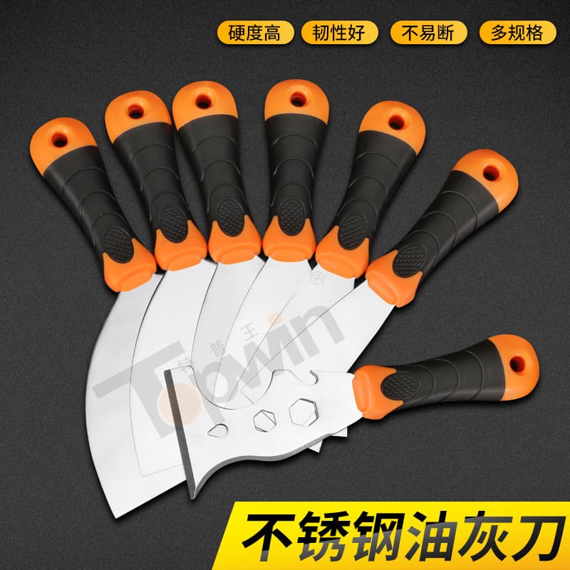 Stainless Steel Mirror Polished Plastic Dual-Color Handle Putty Knife Cleaning Wall Scraper Tool Putty Knife Trowel Small Scraper