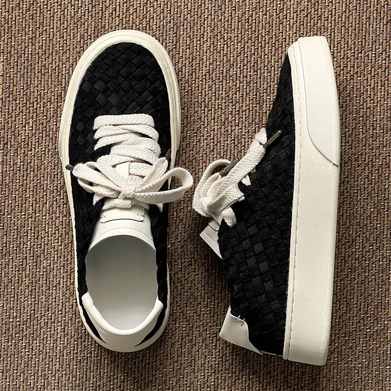 Woven Breathable Sneakers 2025 Summer New Pure Color Canvas Shoes Thick Soles Increased Versatile Men and Women Couple Shoes Casual Shoes