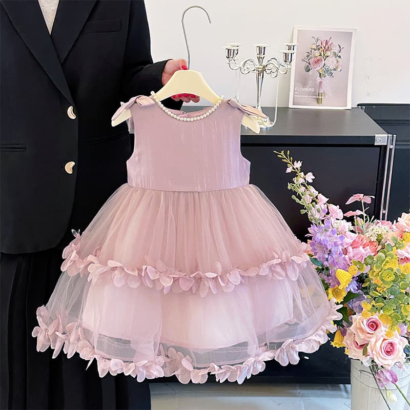 Girls Summer Dress 2025 New Fashionable Children Mesh Vest Dress Little Girl Princess Dress