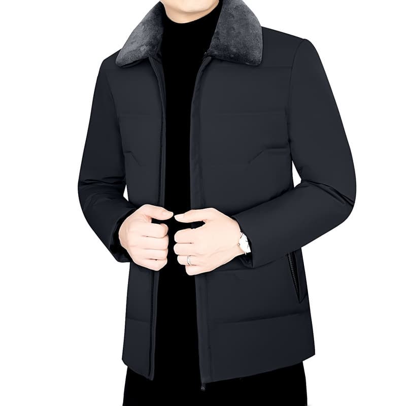 2024 White Duck Down Jacket for Men, Young and Middle-Aged, Short Puffer Coat, Winter Thickened with Wool Collar, Drop Shipping