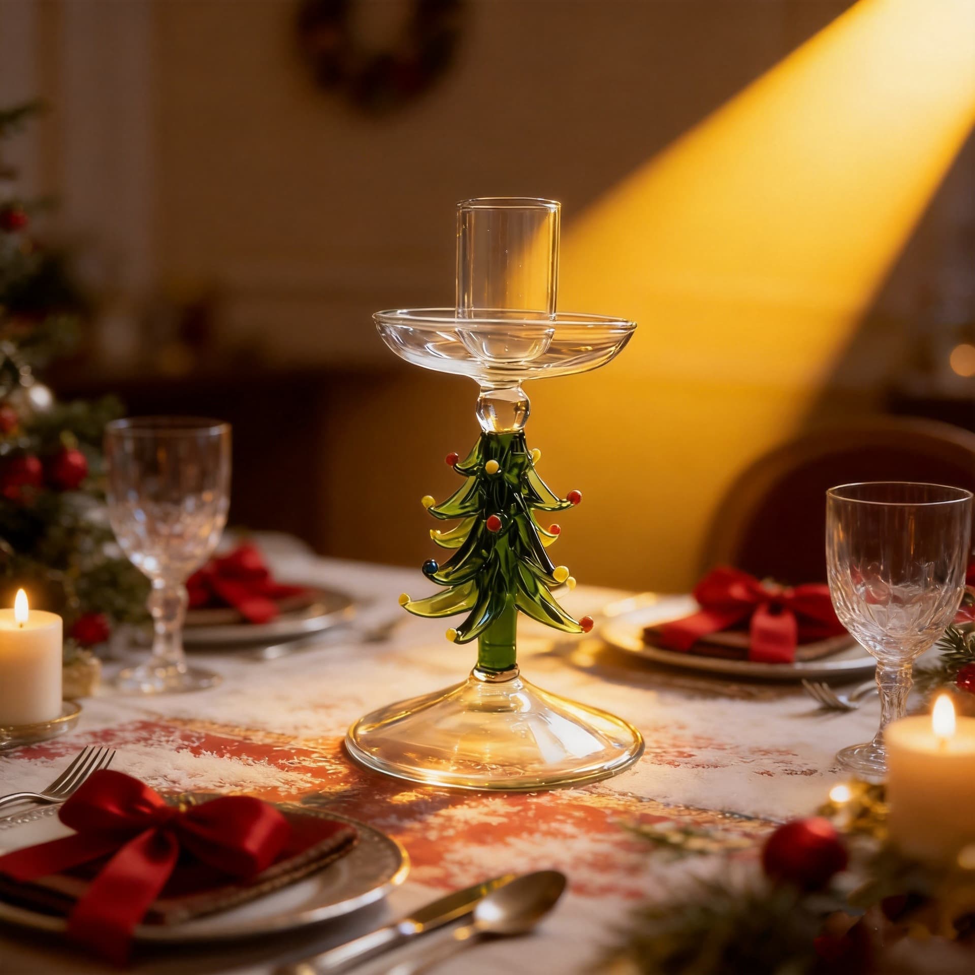 Creative Christmas Tree Glass Candle Holder Christmas Glass 3D Christmas Tree Candle Holder Cup Creative Warm Home Decoration