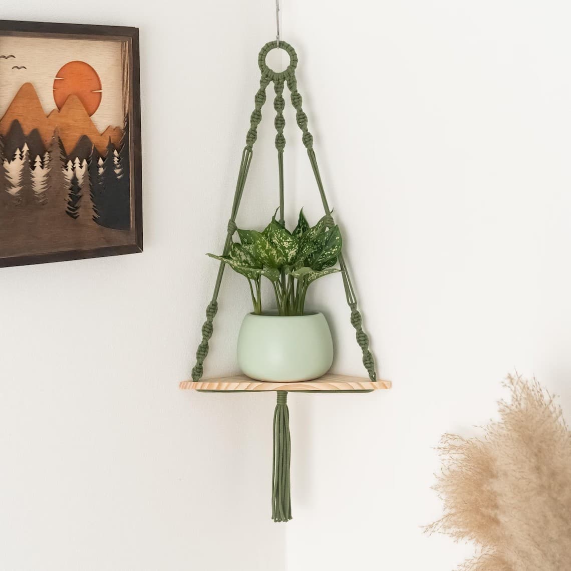 New Nordic Style Handwoven Tapestry Wall Decor Shelf Room Corner Decoration Potted Plant Hanger