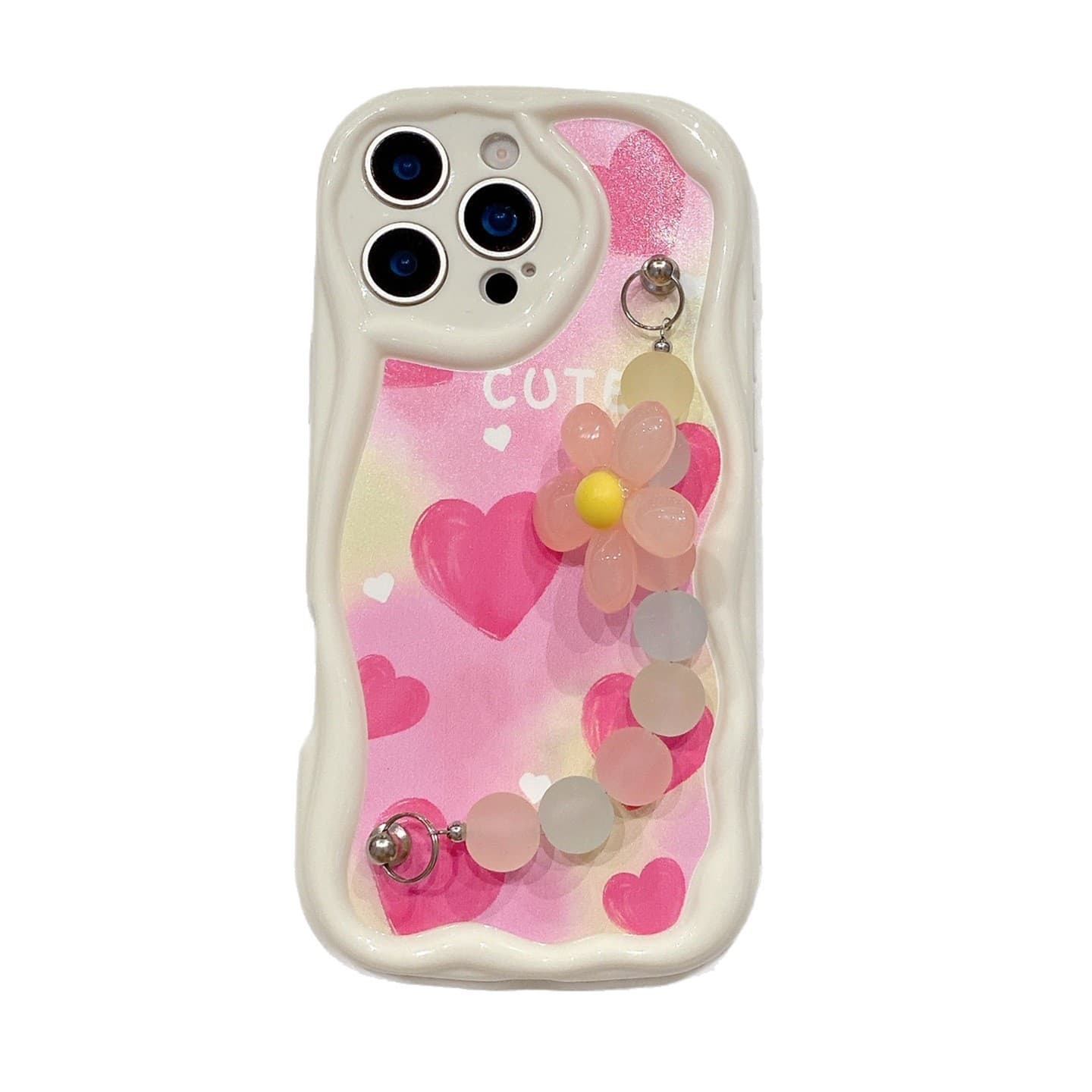 Cross-border compatible Huawei Pura90 cream phone case Nova15Max painted heart flower bracelet protective cover