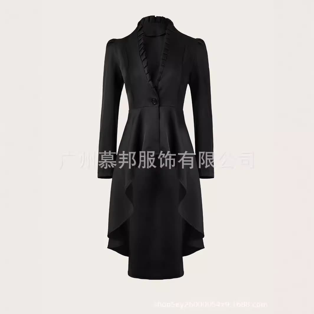 Women's Classic Steampunk Long Jacket Cape Top
