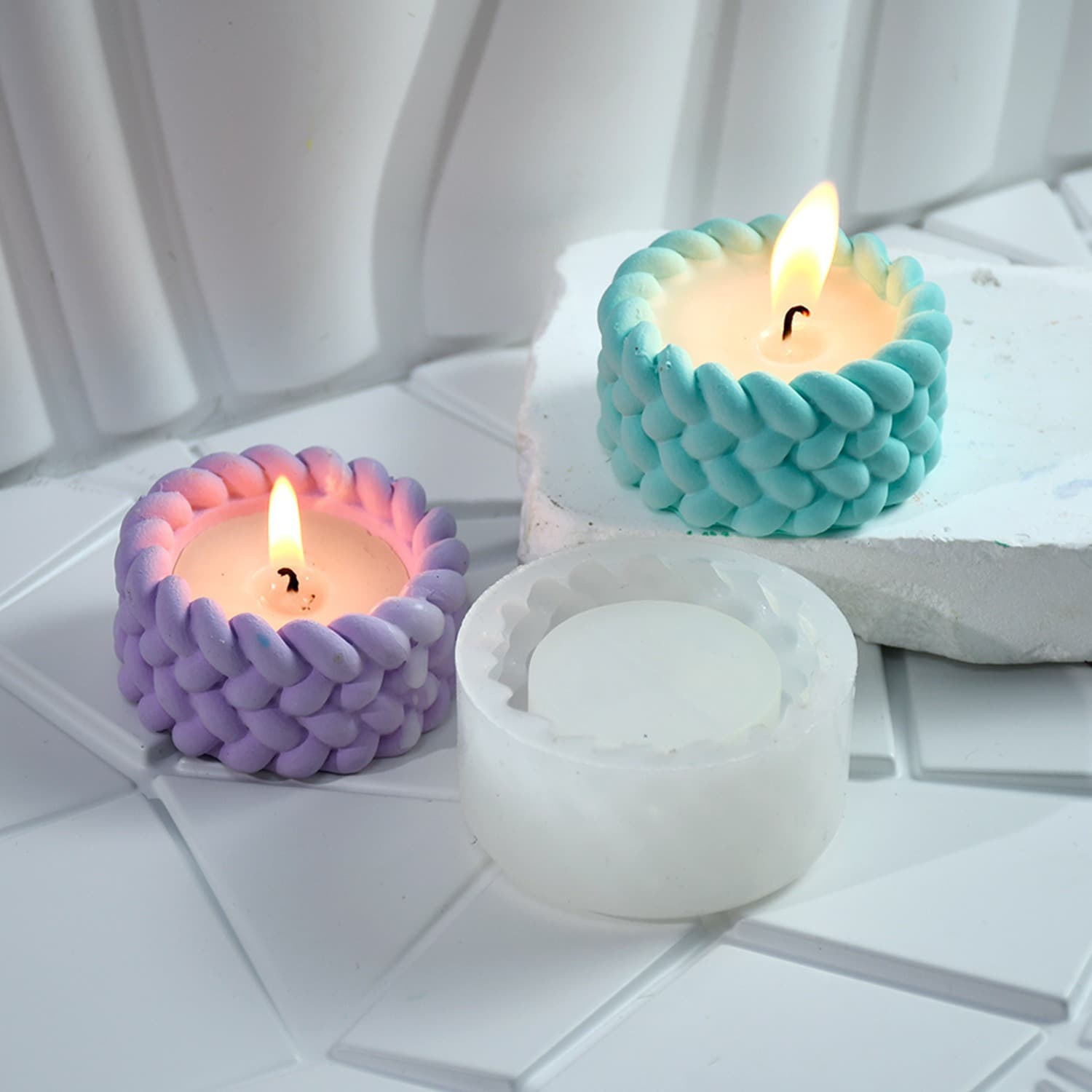 New DIY Mold - Rope Candle Holder Silicone Mold Candle Cup Plaster Aromatherapy Storage Ornament Mold