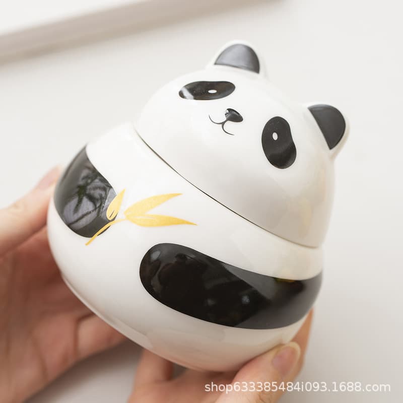Hand-Painted Panda Tea Canister, Moisture-Proof Portable Green, Red, White Pu'er Tea Sealed Jar, Small Ceramic Tea Canister