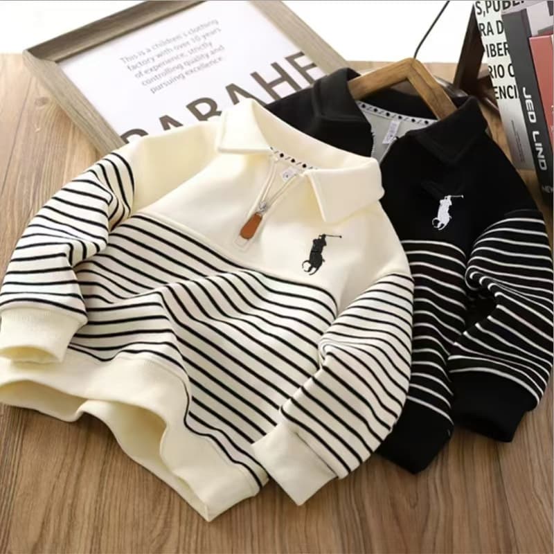 Boys Striped Hoodie 2025 Fall Winter New Children's Top