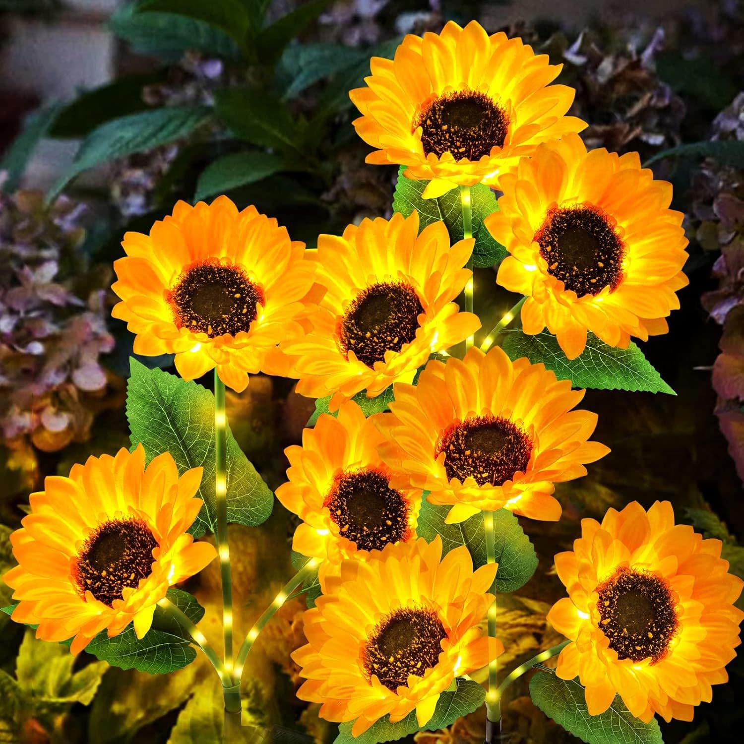Cross-border LED Sunflower Solar Light, Ground Insert Light, Three-Head Light, Garden Courtyard Landscape Decorative Light, Super Bright