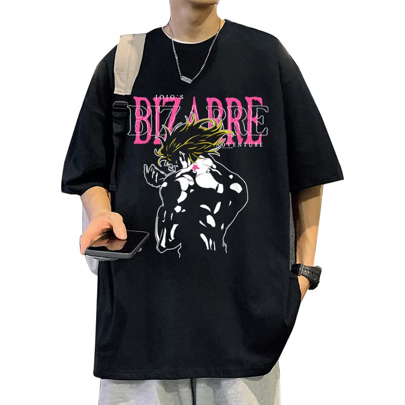 Foreign Trade Jojo's Bizarre Adventure Anime Print Round Neck Short-Sleeved European and American Trendy Casual T-Shirt for Men and Women