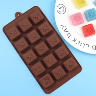 Wholesale 15-Cavity Gift Box Silicone Chocolate Mold, Handmade Cold Process Soap Mold, DIY Candy Cookie Mold